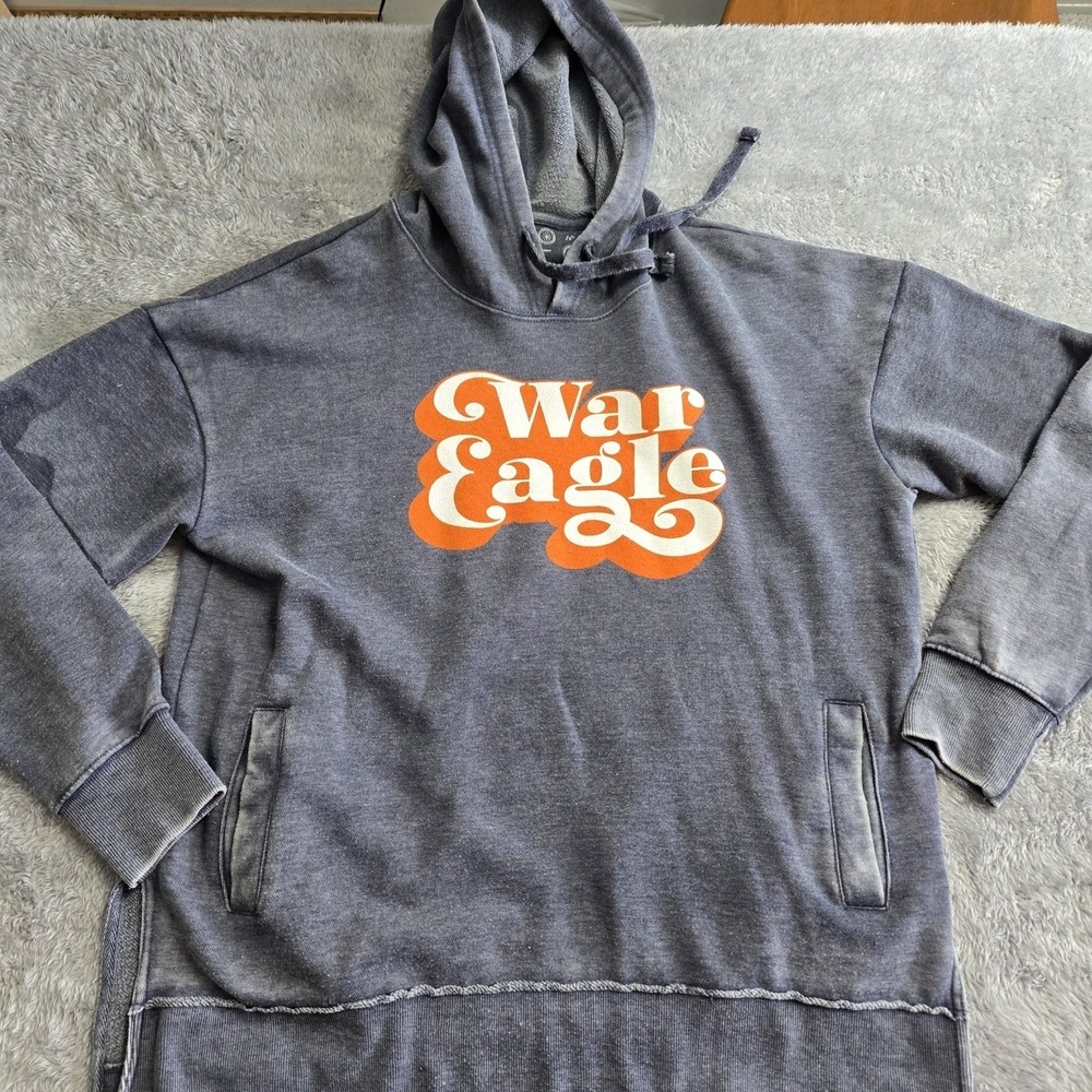 Pressbox Auburn Tigers War Eagle Hoodie Womens Large Blue Vintage Wash Pullover